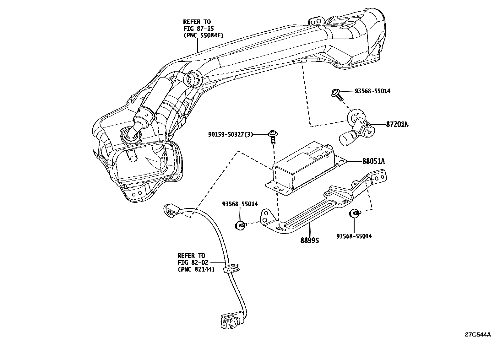 Toyota CAMRY 空气净化器或离子发生器 EPC diagram — 87G544A