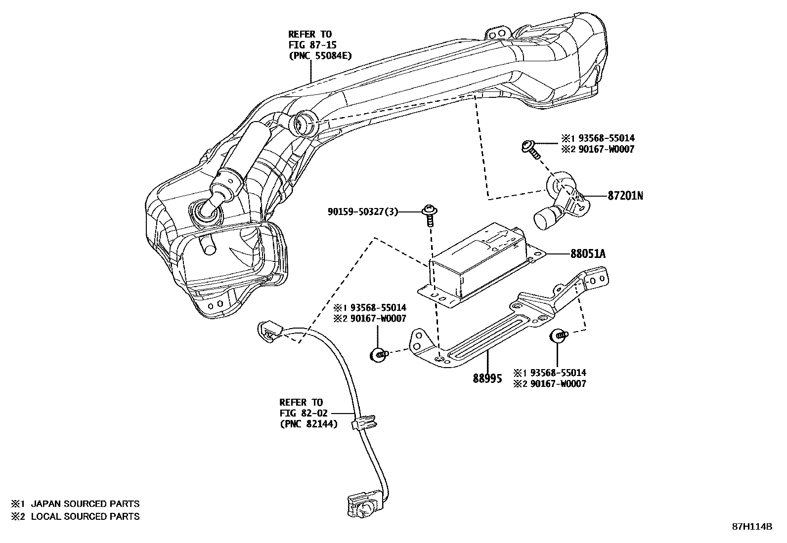 Toyota CAMRY 空气净化器或离子发生器 EPC diagram — 87H114B