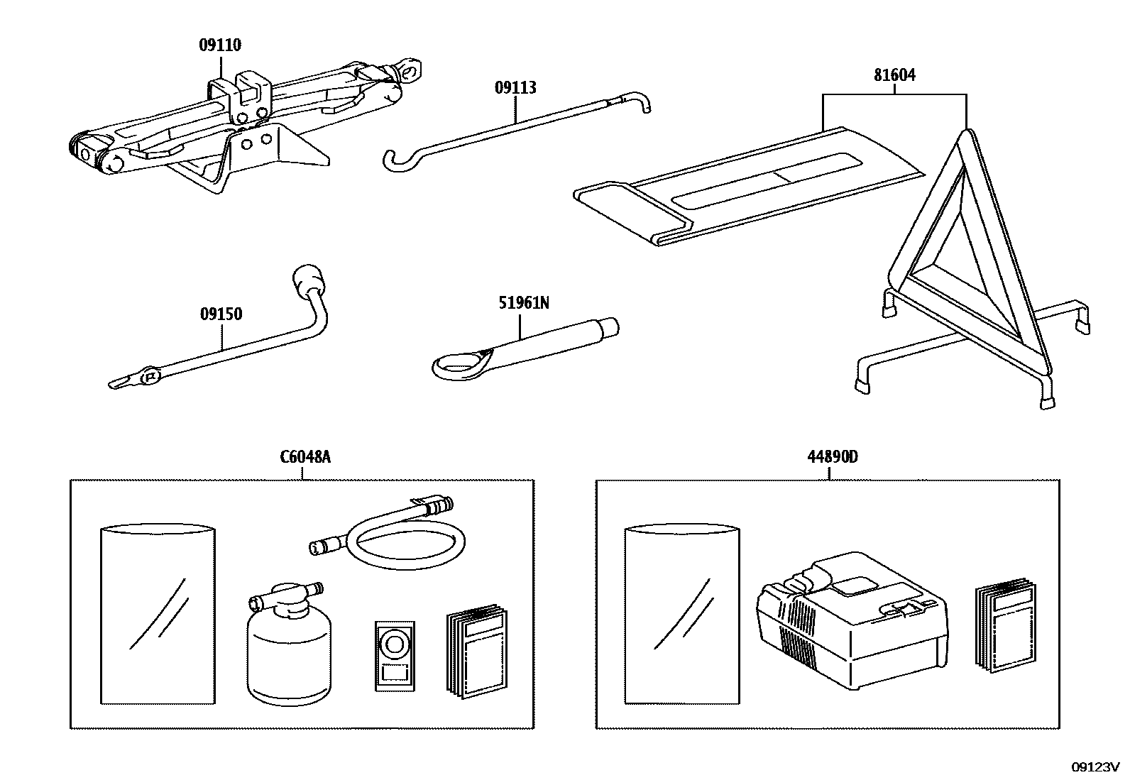 Toyota CAMRY Standard Tools EPC diagram — 09123V