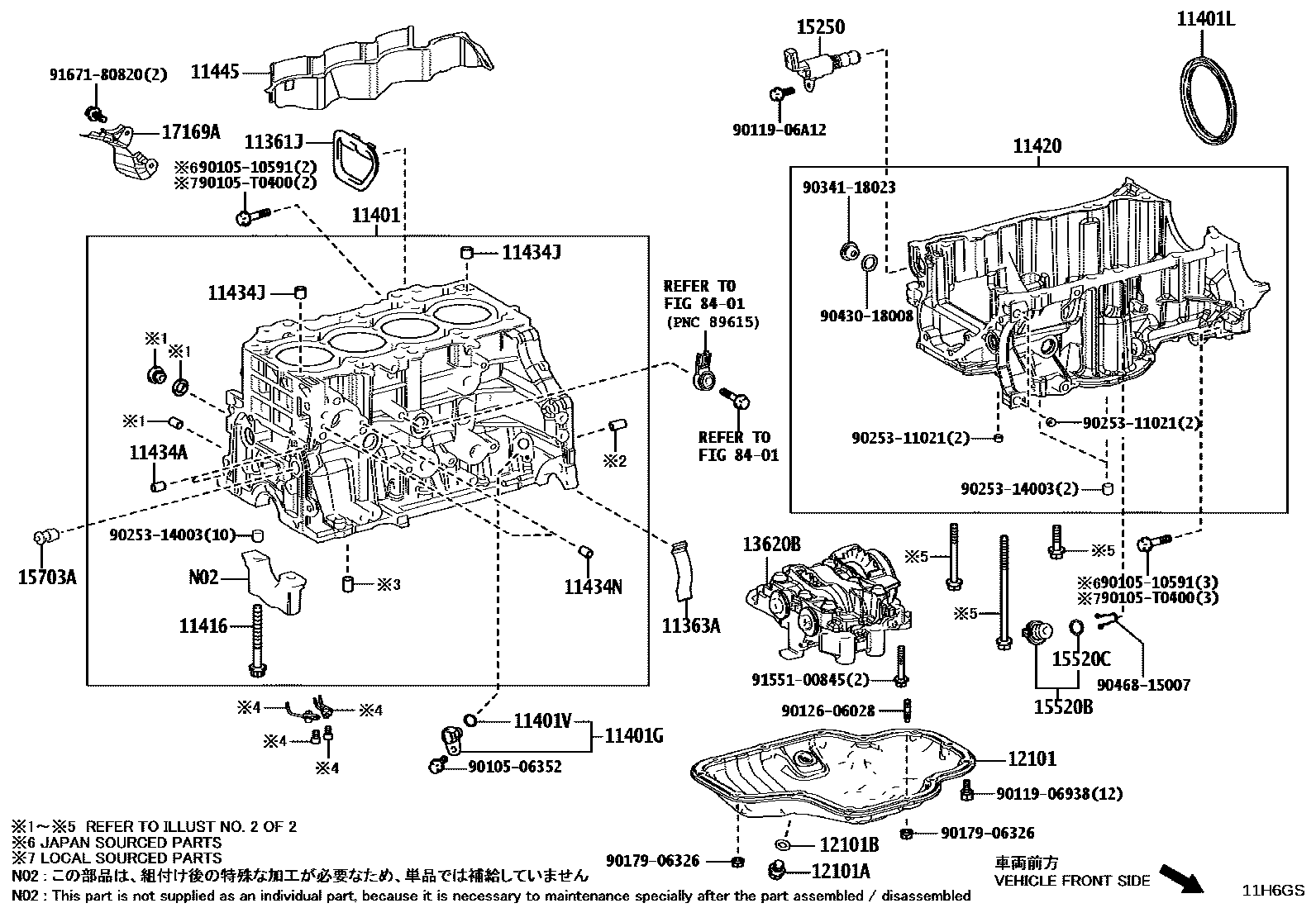 Toyota CAMRY Cylinder Block EPC diagram — 11H6GS