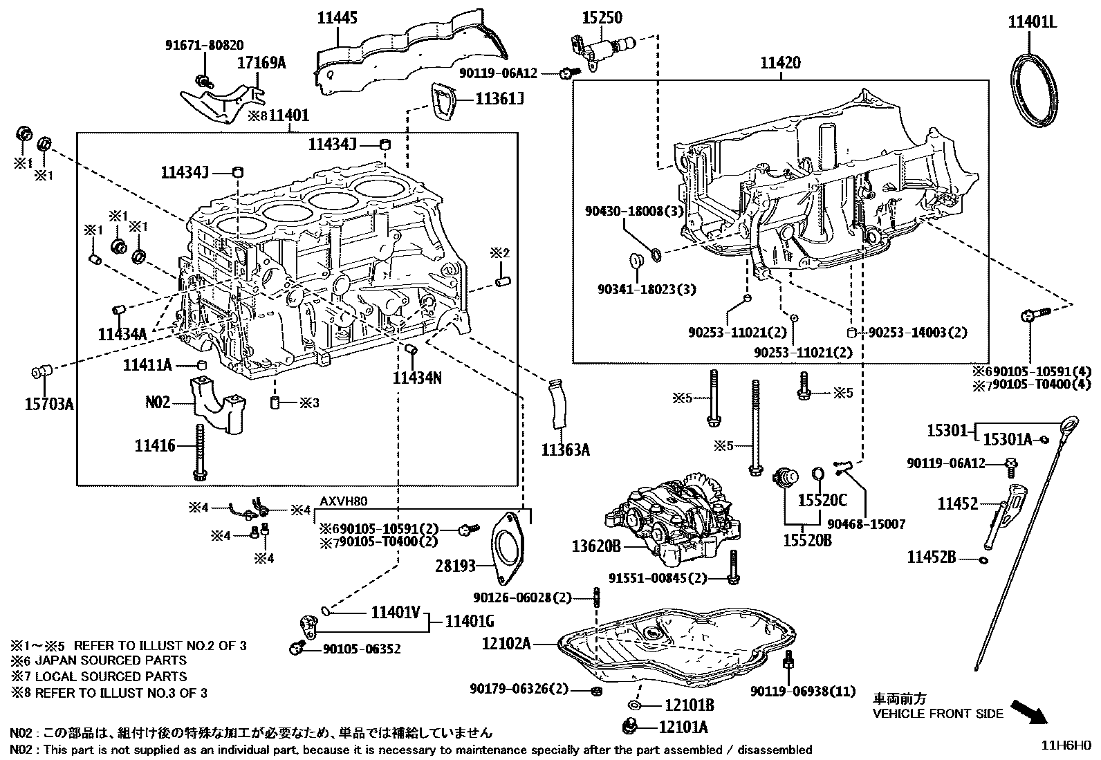Toyota CAMRY Cylinder Block EPC diagram — 11H6H0