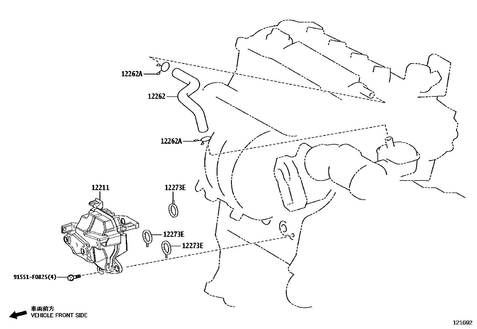 Toyota CAMRY Ventilation Hose EPC diagram — 121692