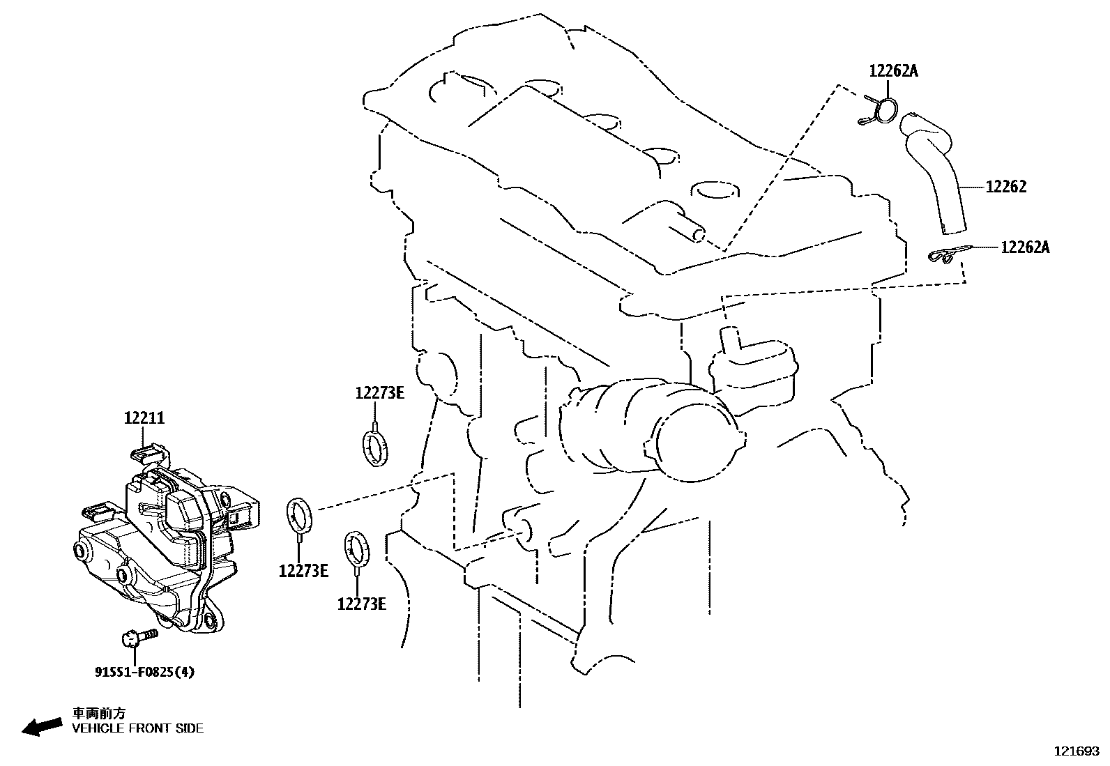 Toyota CAMRY Ventilation Hose EPC diagram — 121693