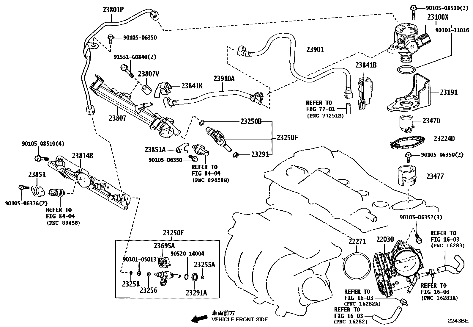 Toyota CAMRY 燃油喷射系统 EPC diagram — 2243BE