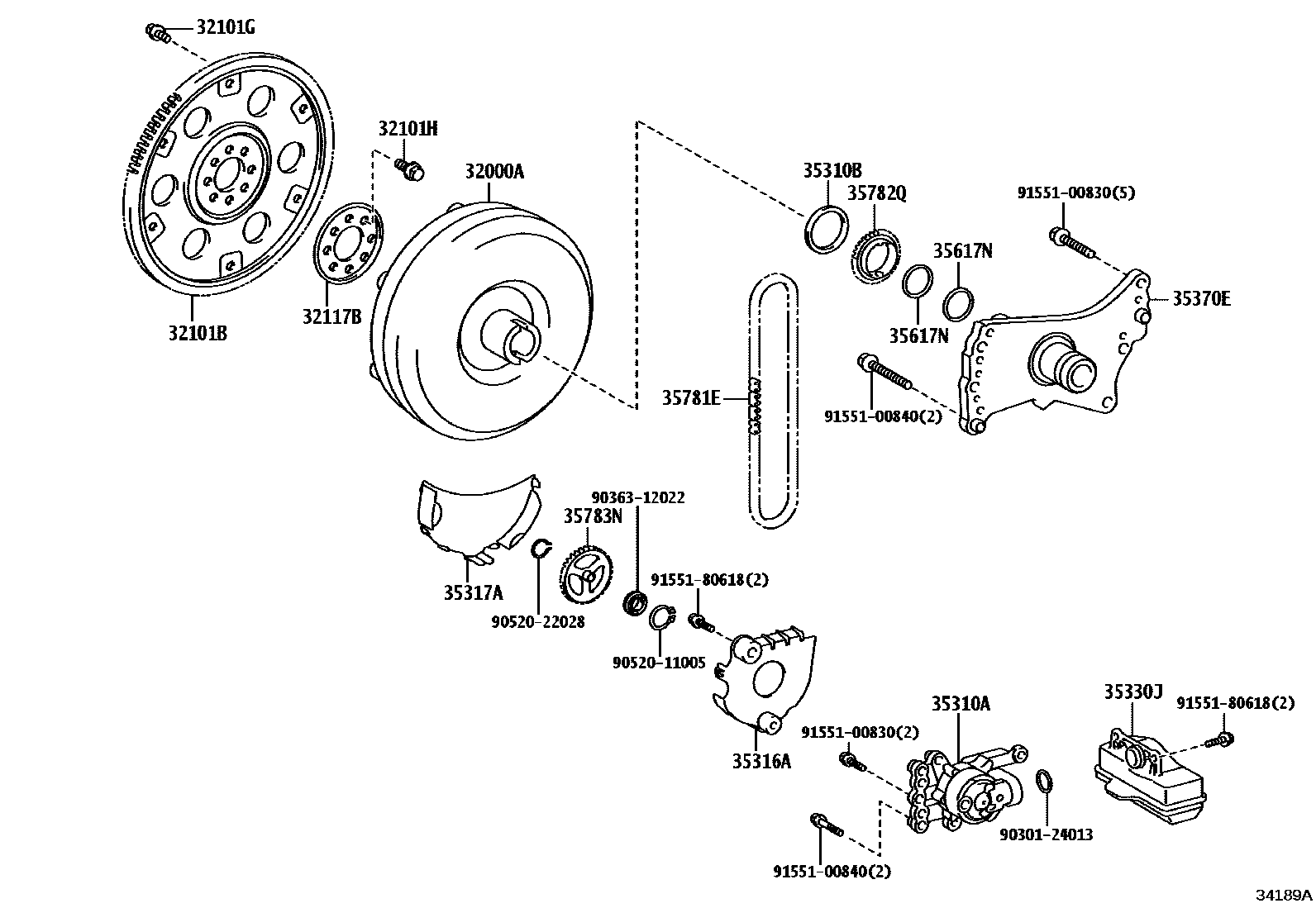 Toyota CAMRY 变矩器、前油泵(CVT) EPC diagram — 34189A