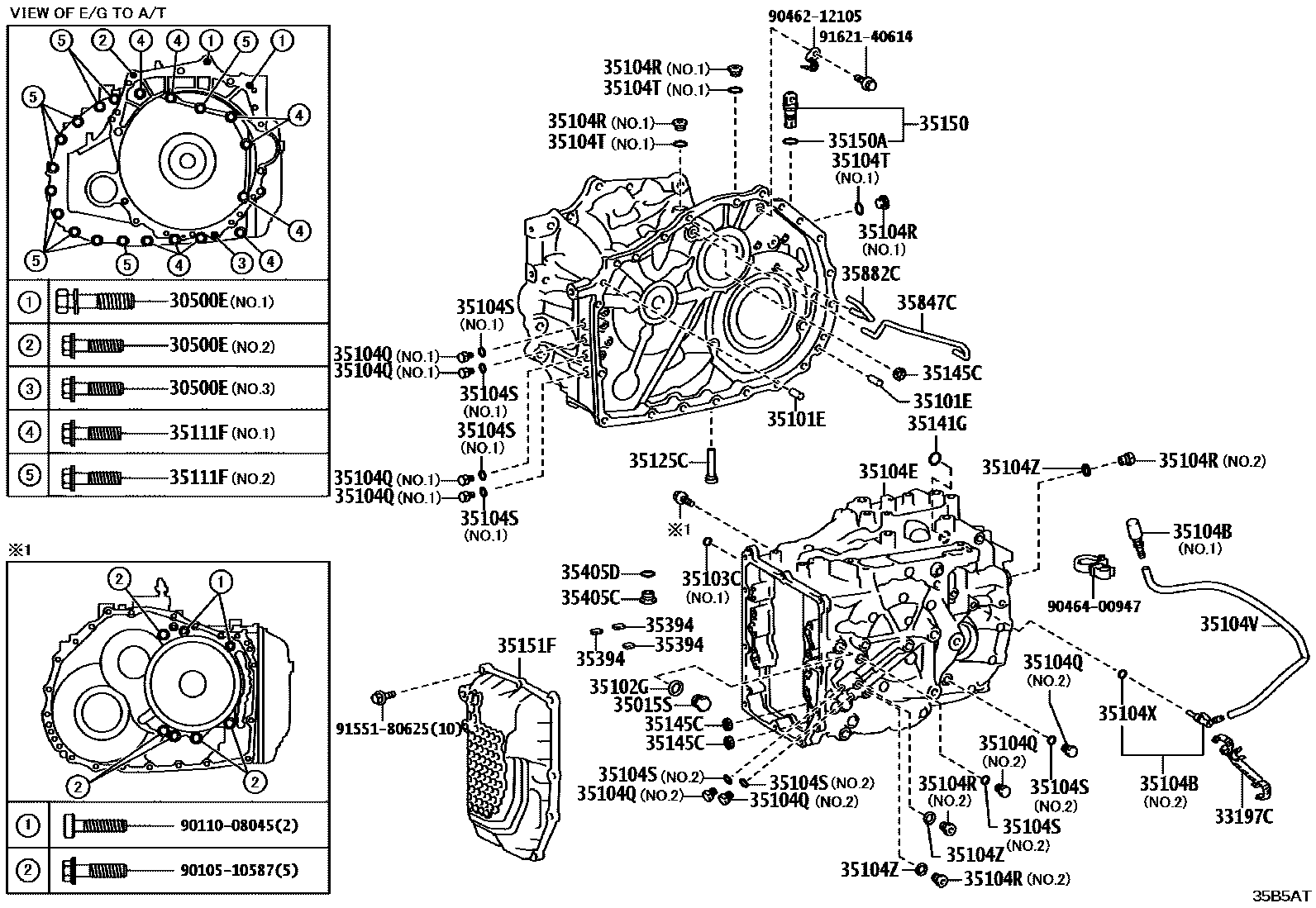 Toyota CAMRY 变速器壳和油底壳(ATM) EPC diagram — 35B5AT