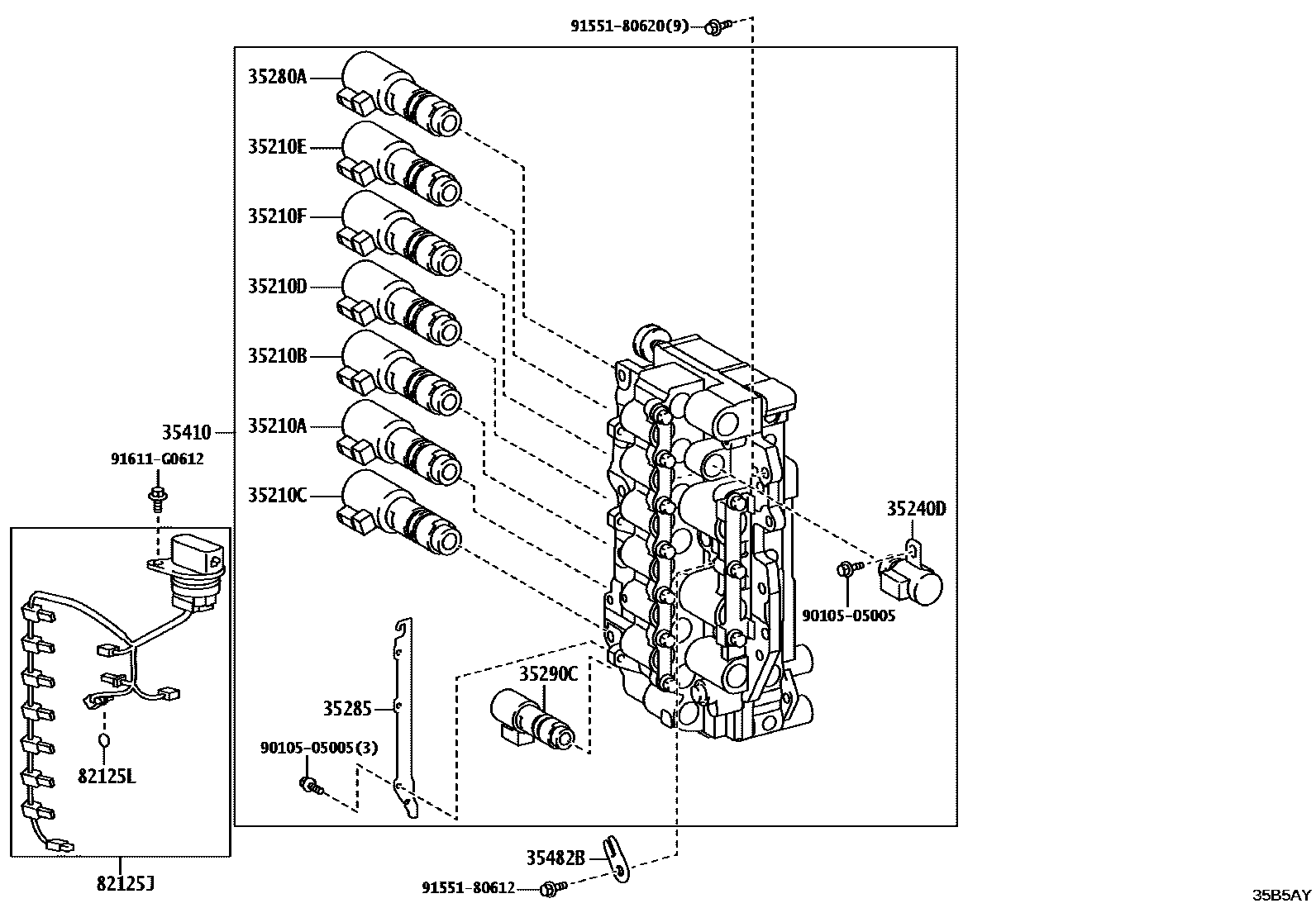 Toyota CAMRY 阀体和滤油网(ATM) EPC diagram — 35B5AY