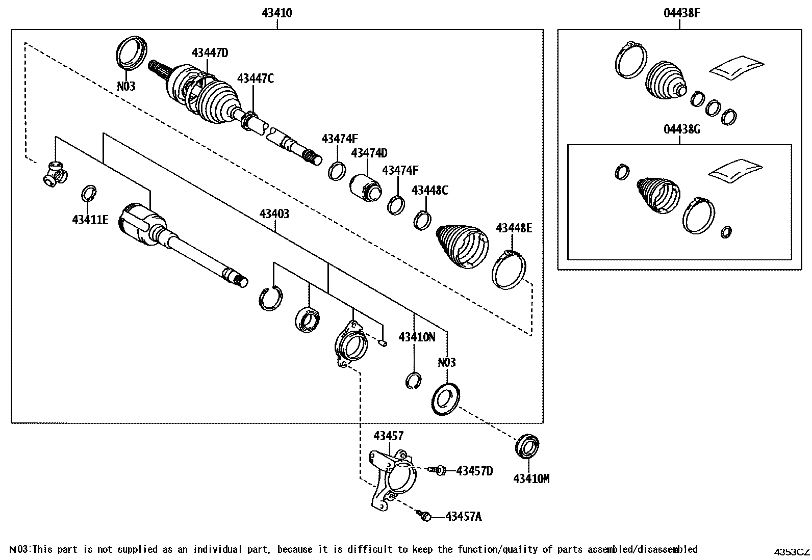 Toyota CAMRY Front Drive Shaft EPC diagram — 4353CZ