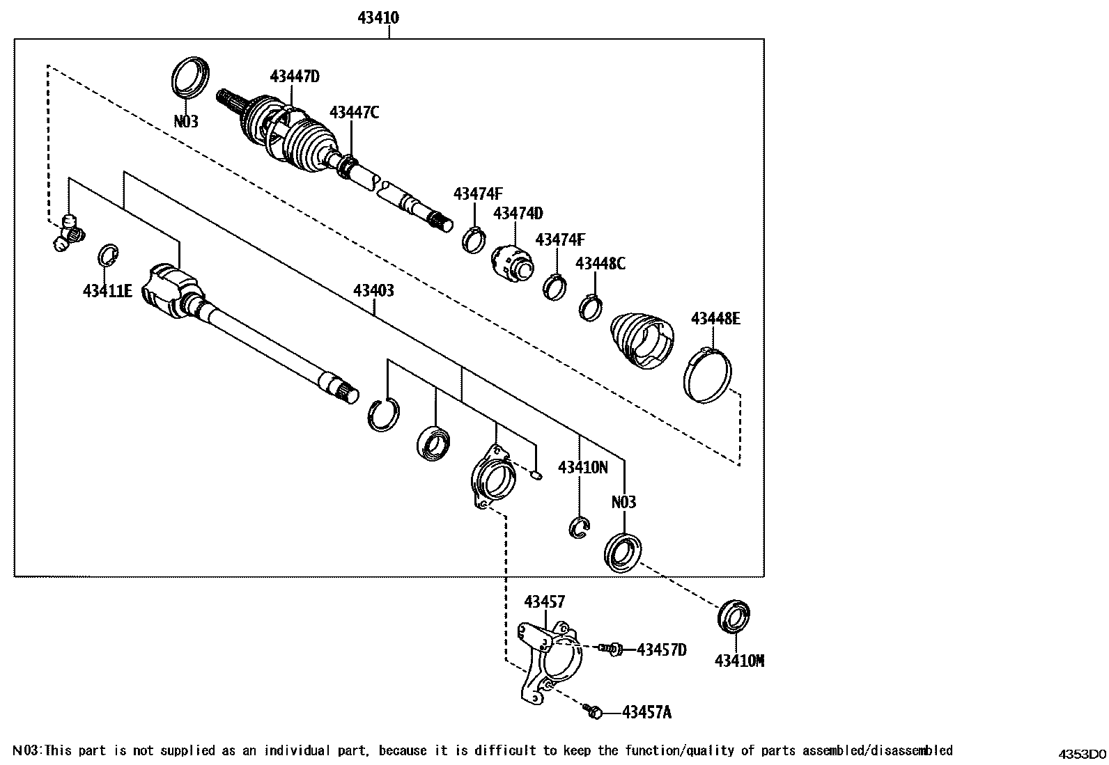 Toyota CAMRY Front Drive Shaft EPC diagram — 4353D0