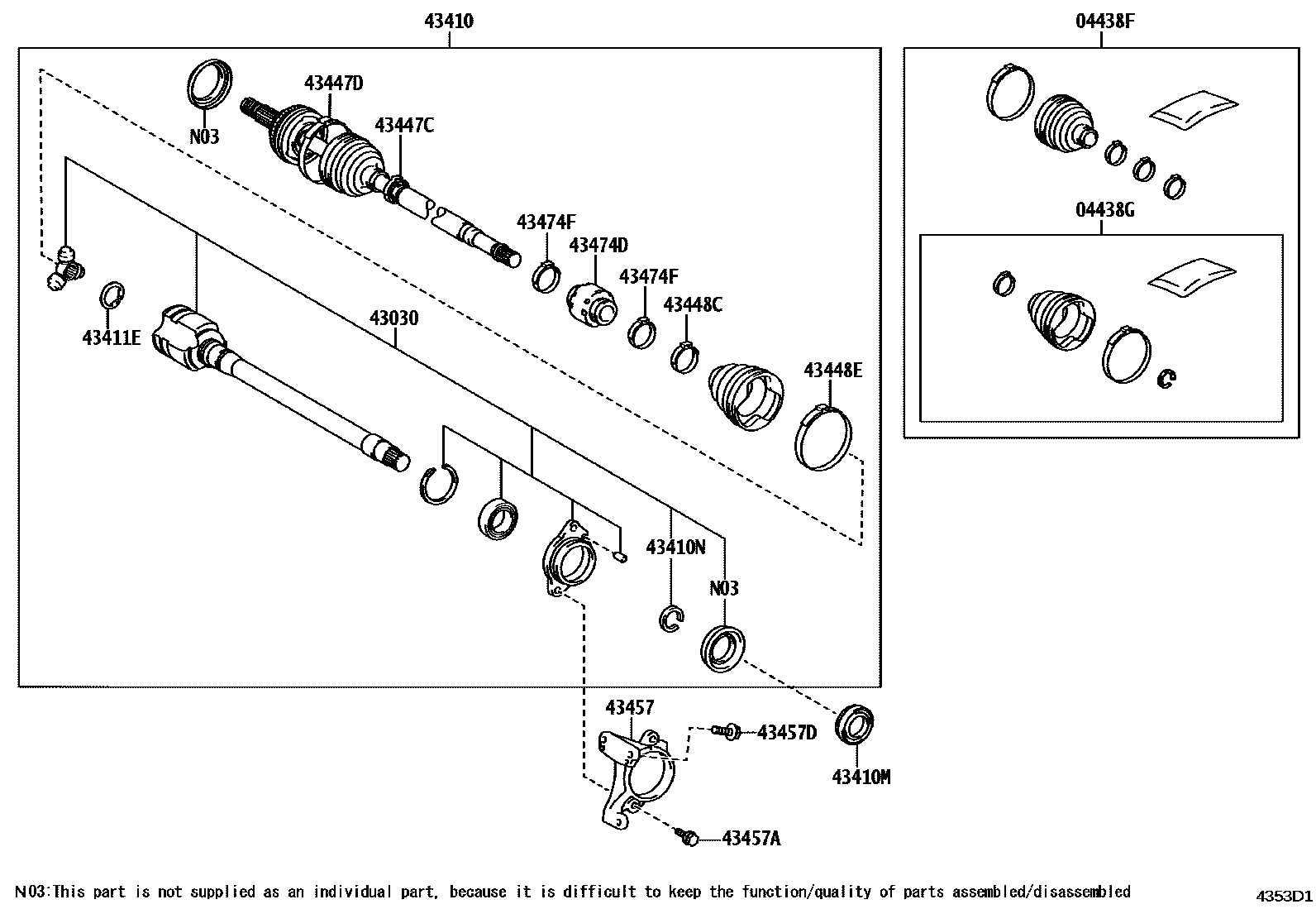 Toyota CAMRY Front Drive Shaft EPC diagram — 4353D1