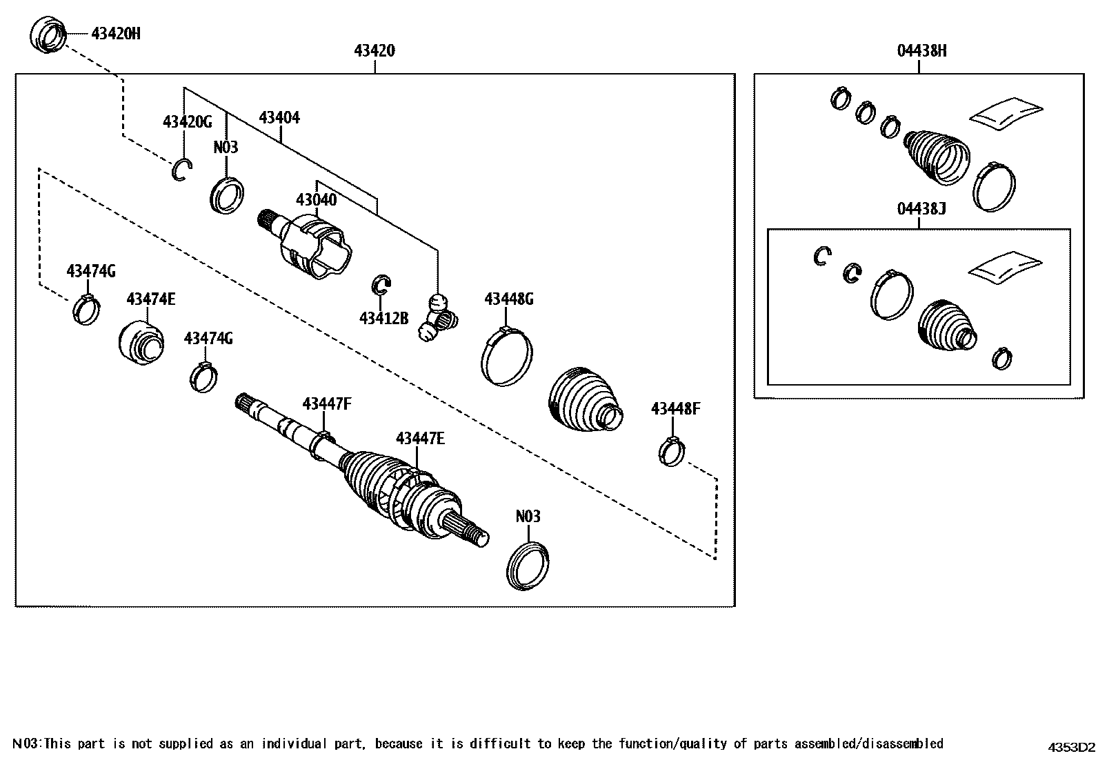 Toyota CAMRY Front Drive Shaft EPC diagram — 4353D2