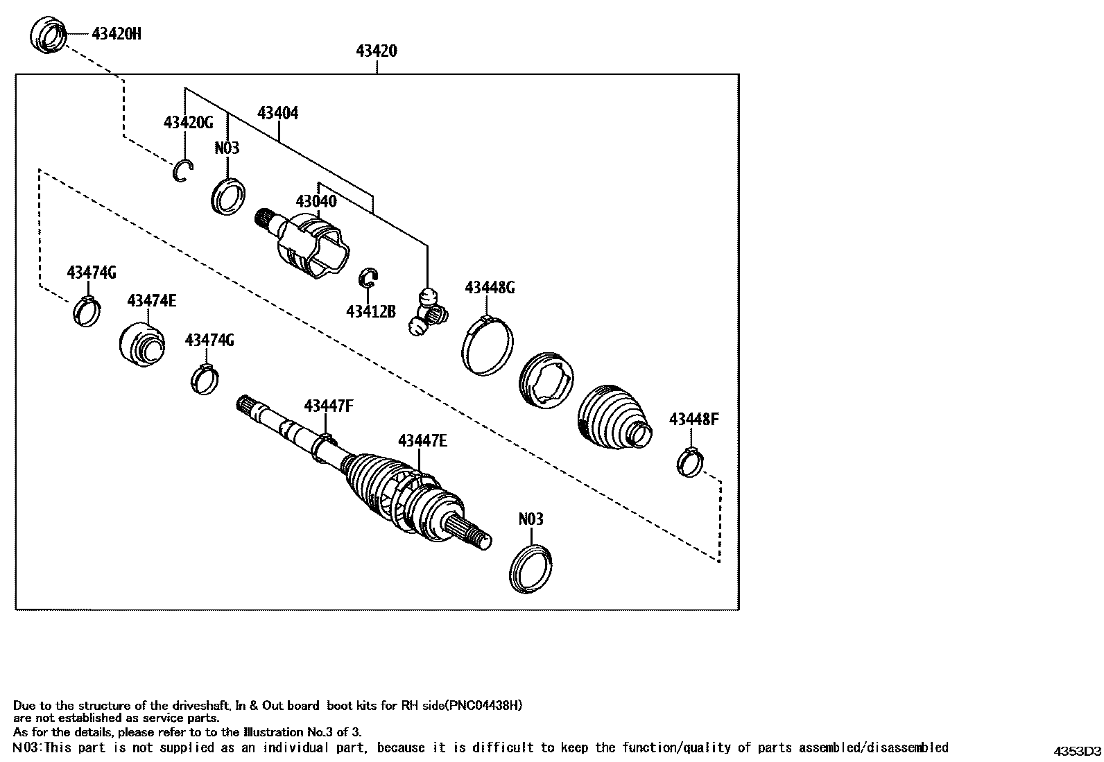Toyota CAMRY Front Drive Shaft EPC diagram — 4353D3