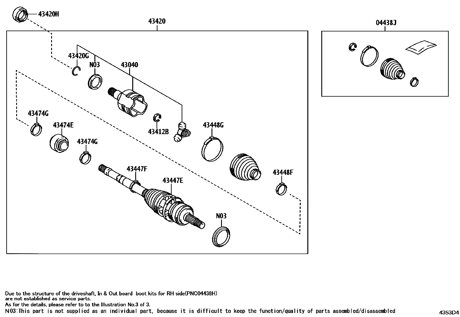 Toyota CAMRY Front Drive Shaft EPC diagram — 4353D4