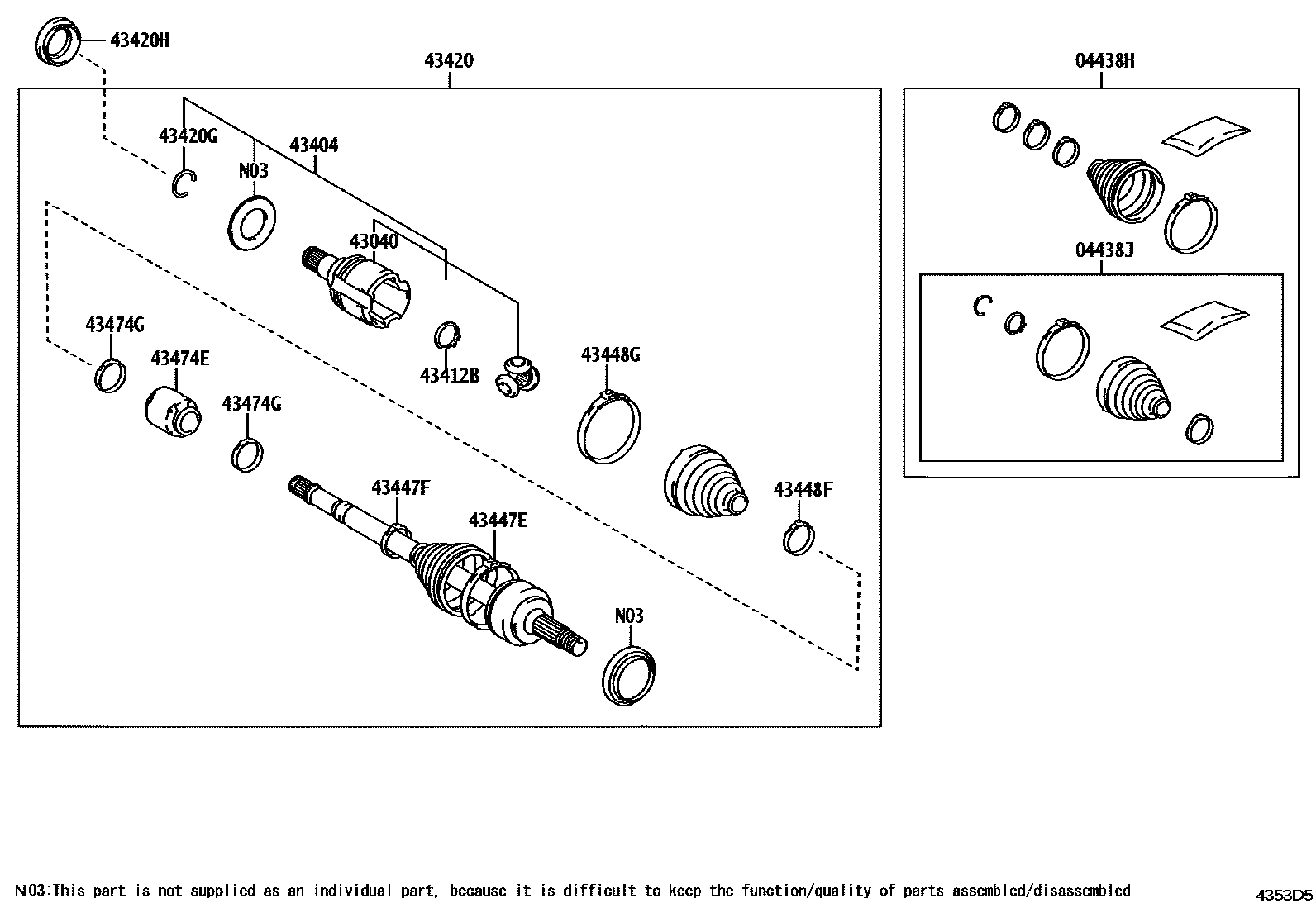 Toyota CAMRY Front Drive Shaft EPC diagram — 4353D5