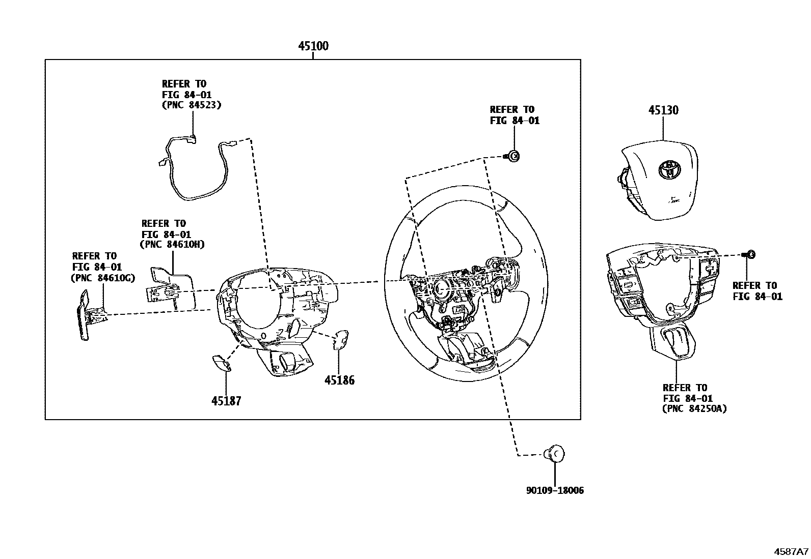 Toyota CAMRY Steering Wheel EPC diagram — 4587A7