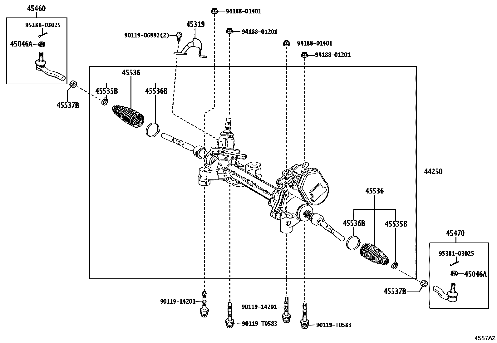 Toyota CAMRY 前转向齿轮和连杆 EPC diagram — 4587A2