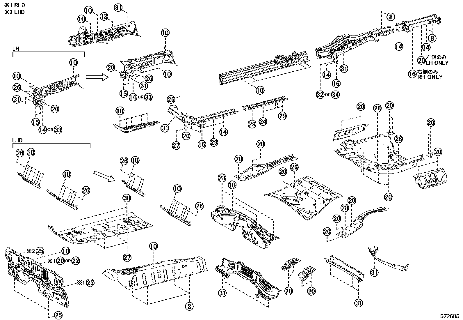Toyota CAMRY hole plug EPC diagram — 572685