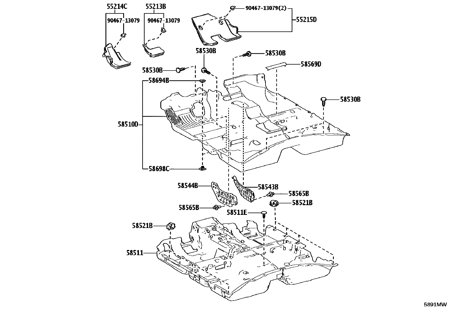 Toyota CAMRY 地板垫和地毯 EPC diagram — 5891MW