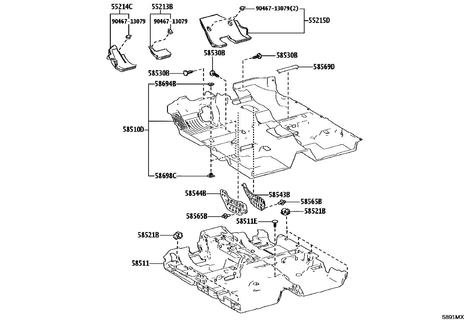 Toyota CAMRY 地板垫和地毯 EPC diagram — 5891MX