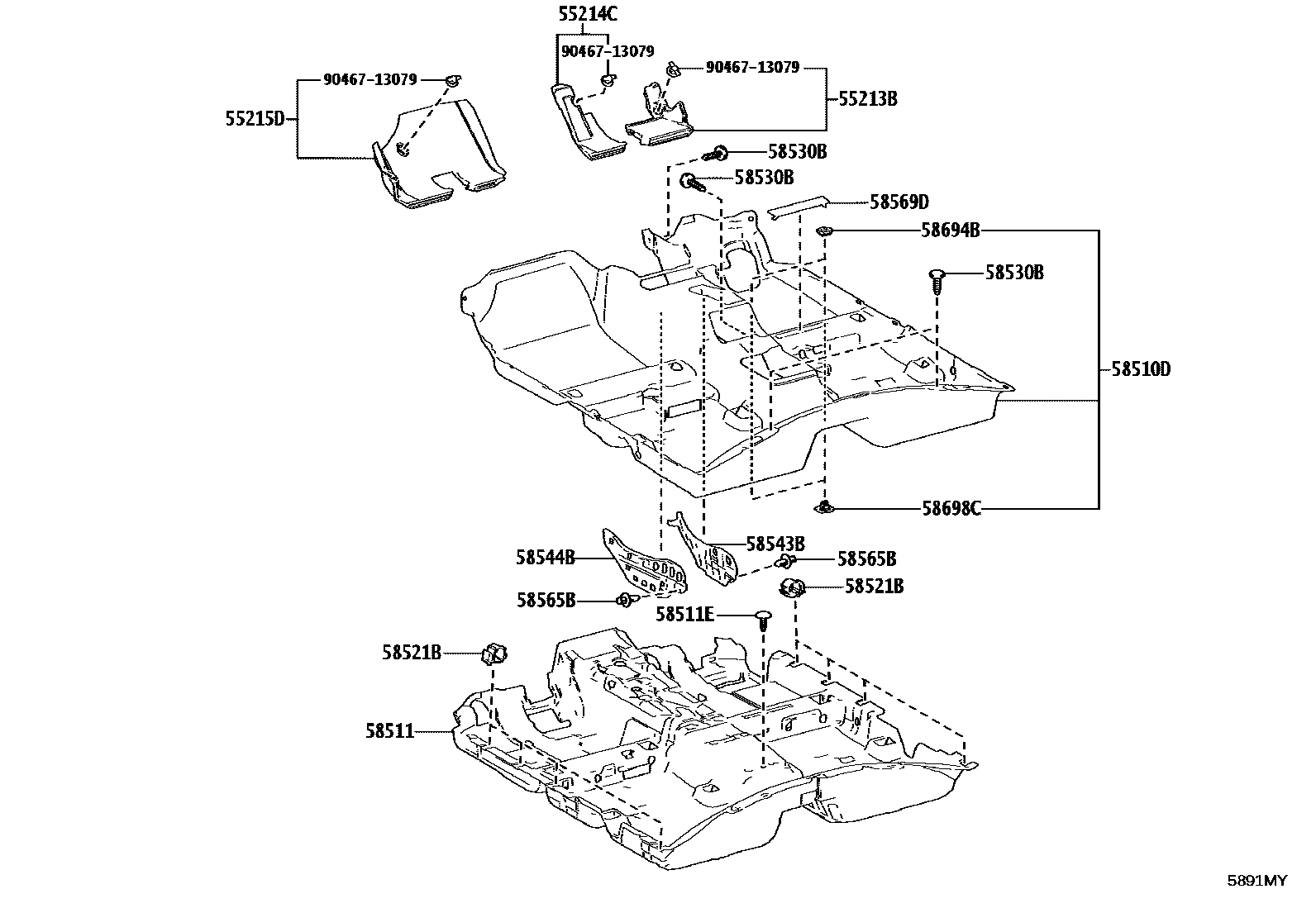 Toyota CAMRY 地板垫和地毯 EPC diagram — 5891MY
