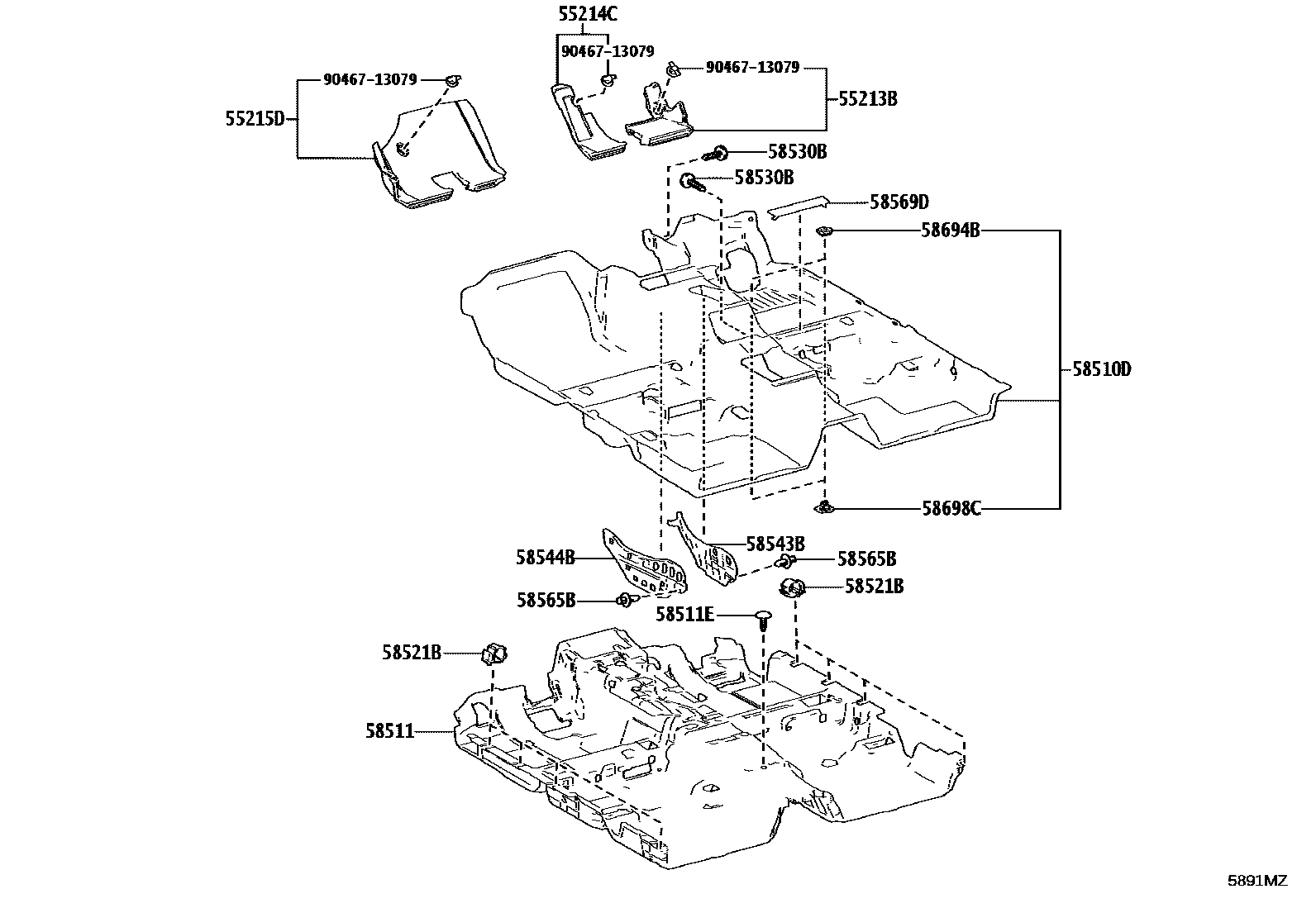 Toyota CAMRY 地板垫和地毯 EPC diagram — 5891MZ