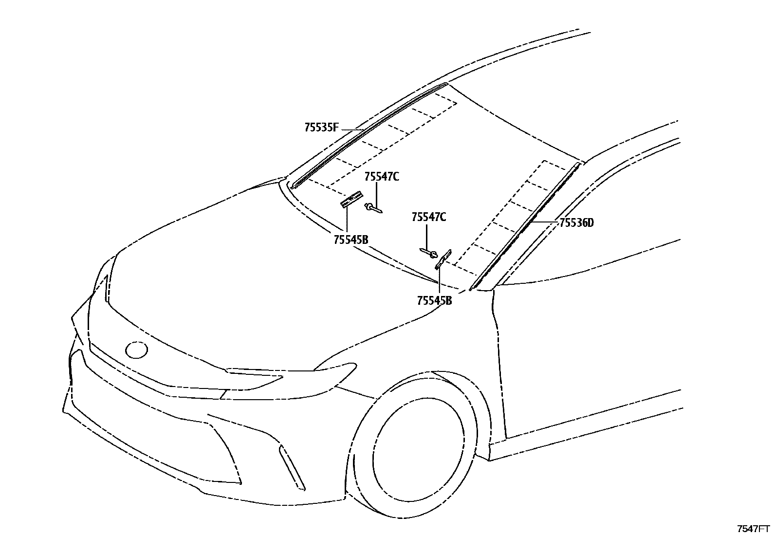 Toyota CAMRY 前防护条 EPC diagram — 7547FT