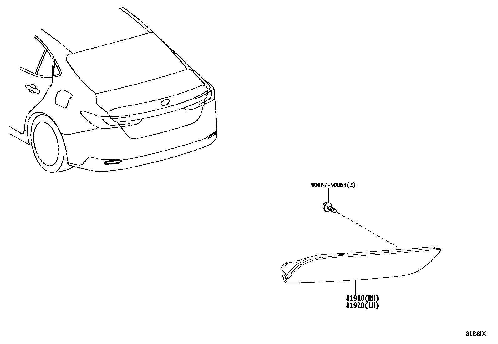 Toyota CAMRY reflector EPC diagram — 81B8IX