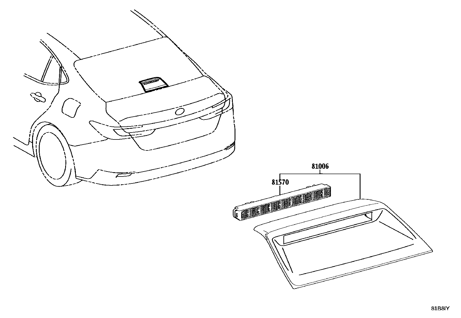 Toyota CAMRY 高位刹车灯 EPC diagram — 81B8IY