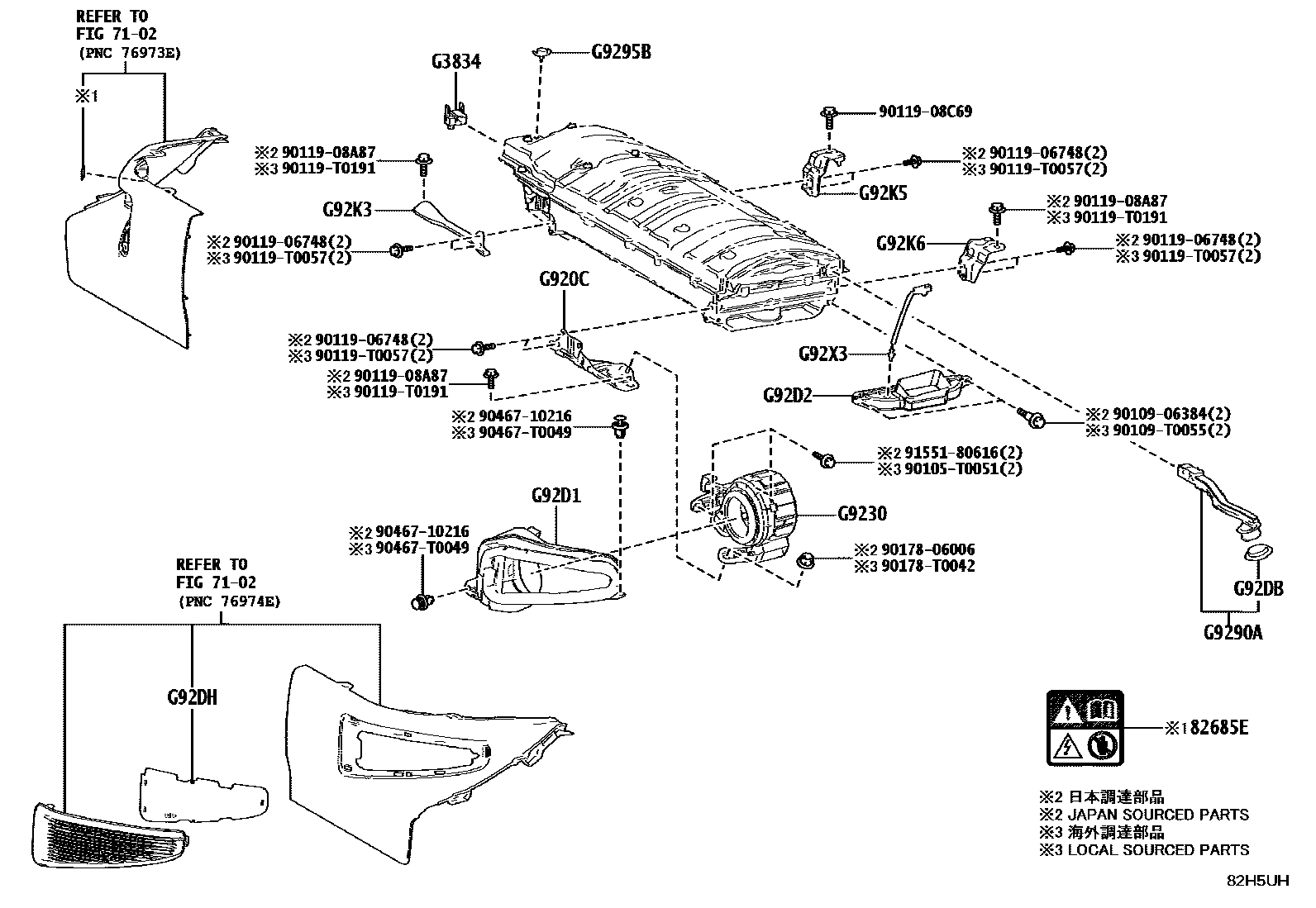 Toyota CAMRY 蓄电池和蓄电池电缆 EPC diagram — 82H5UH