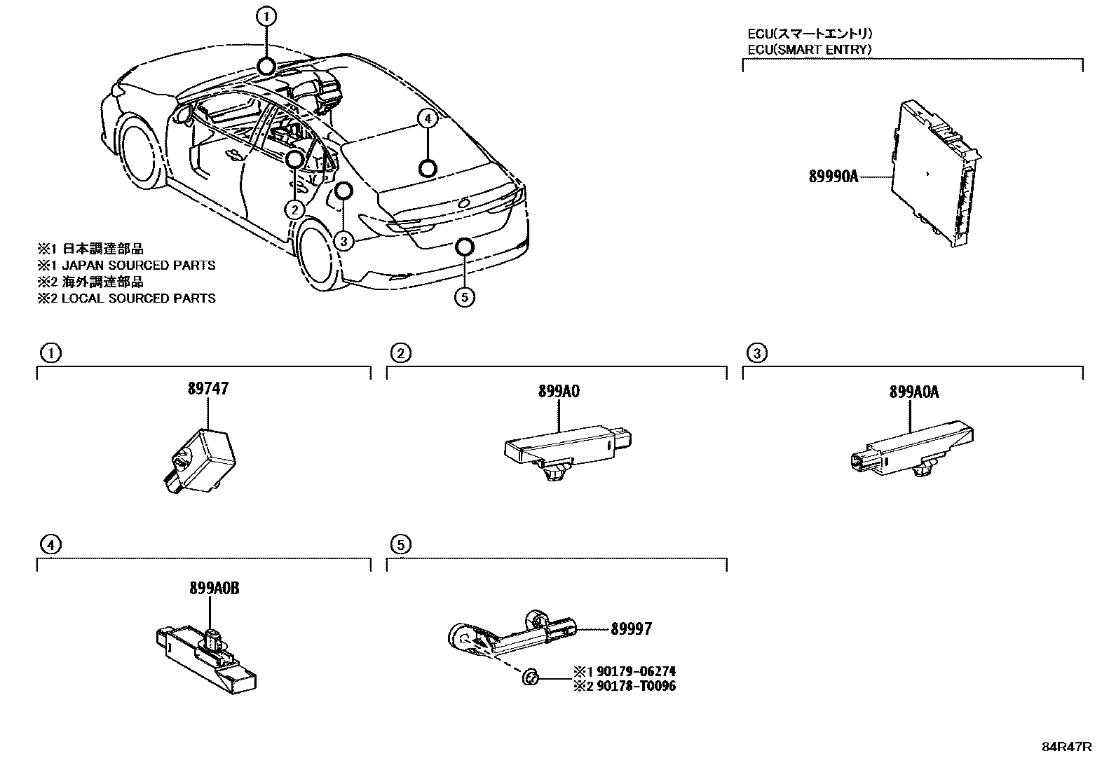 Toyota CAMRY 遥控门锁 EPC diagram — 84R47R