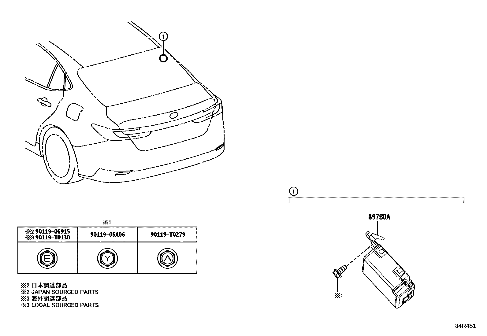 Toyota CAMRY 轮胎压力警告系统 EPC diagram — 84R481
