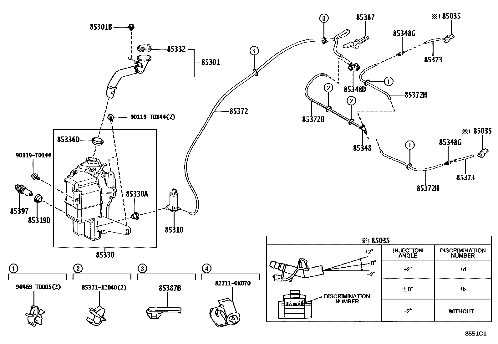 Toyota CAMRY 挡风玻璃清洗器 EPC diagram — 8551C1