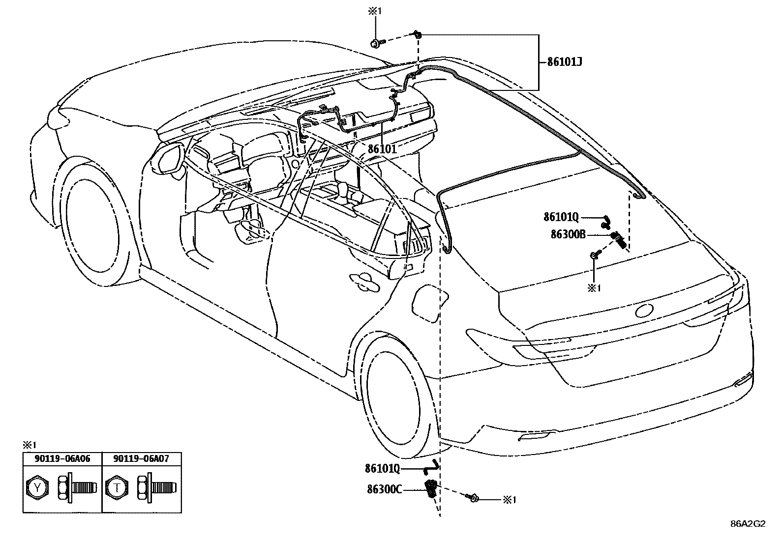 Toyota CAMRY antenna EPC diagram — 86A2G2