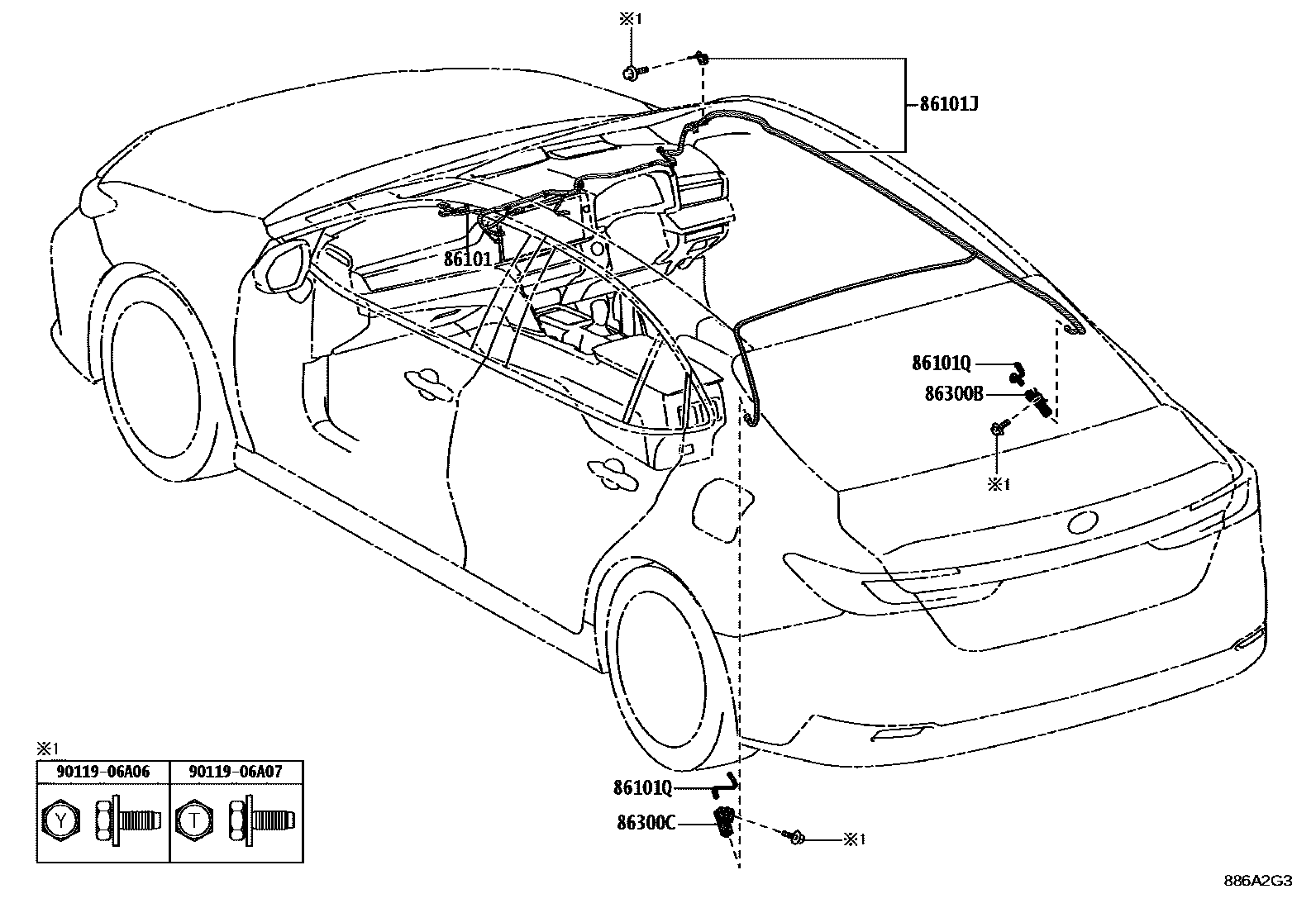 Toyota CAMRY antenna EPC diagram — 86A2G3