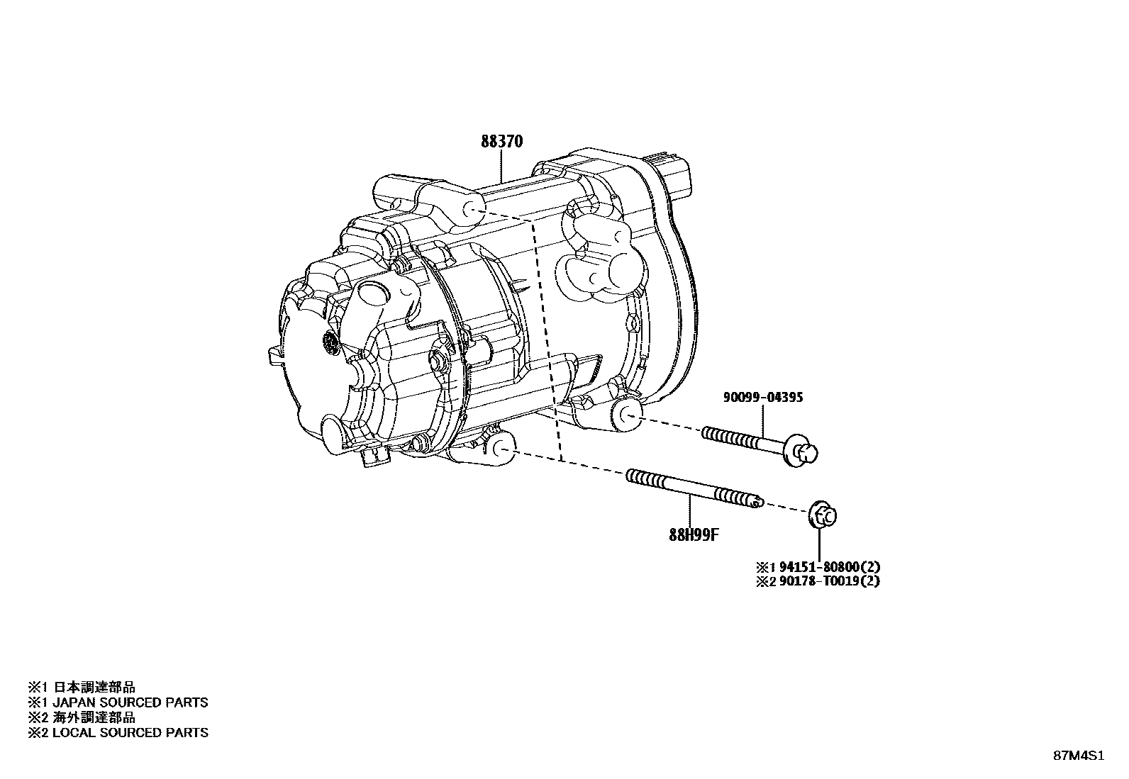 Toyota CAMRY Heating & Air Conditioning - Compressor EPC diagram — 87M4S1