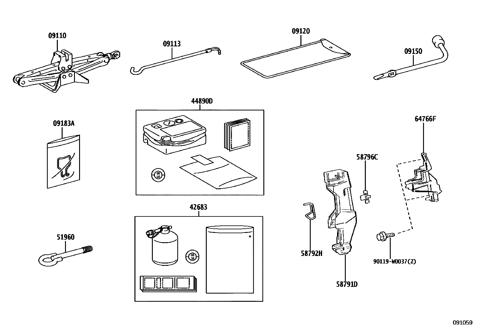 Toyota YARIS Standard Tools EPC diagram — 091059