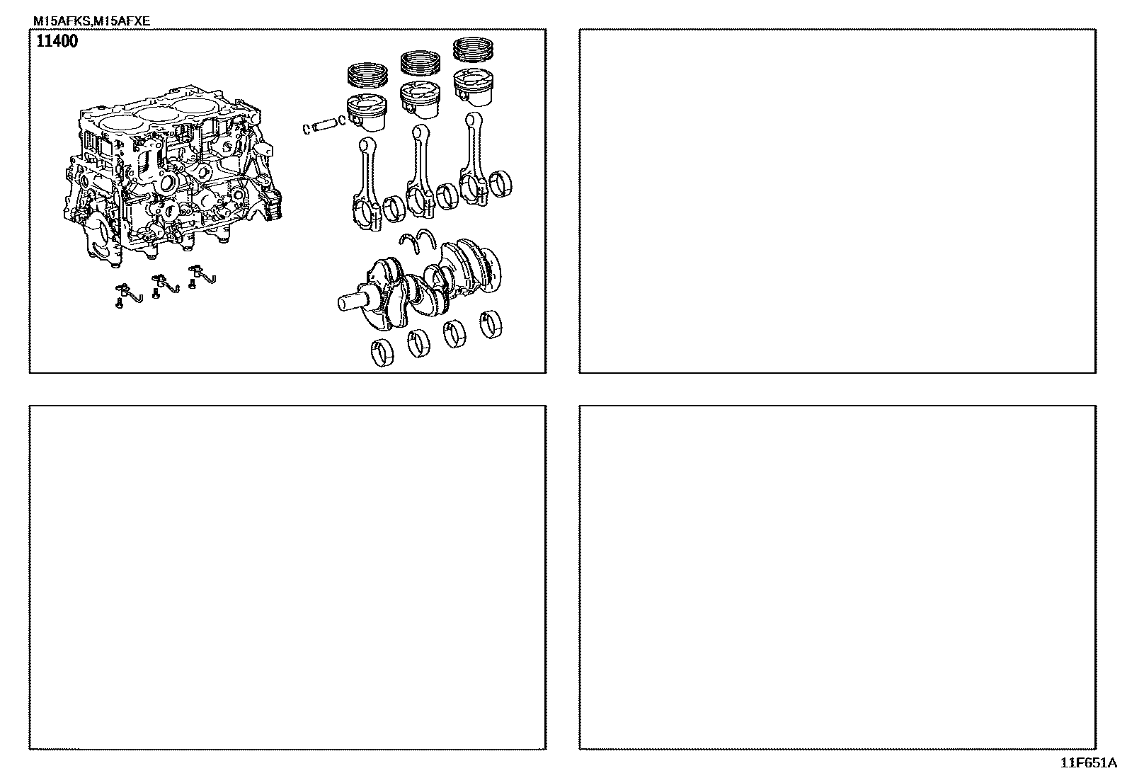Toyota YARIS Short Block Assembly EPC diagram — 11F651A
