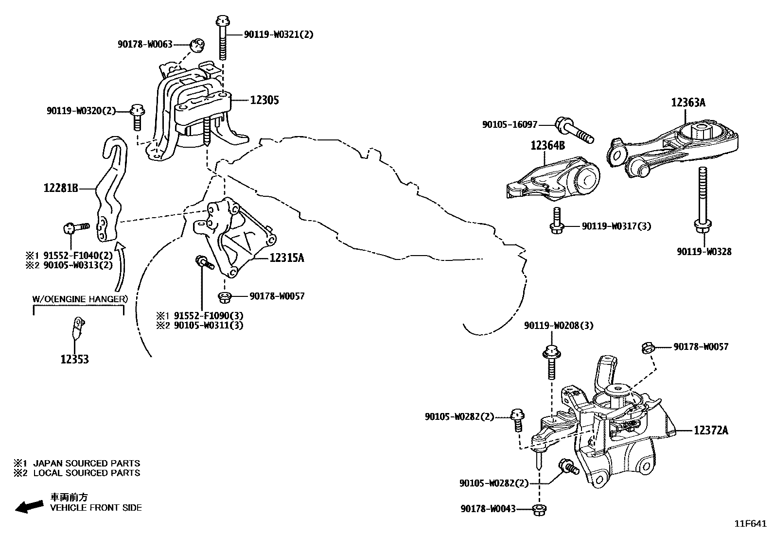 Toyota YARIS Engine Mounting EPC diagram — 11F641