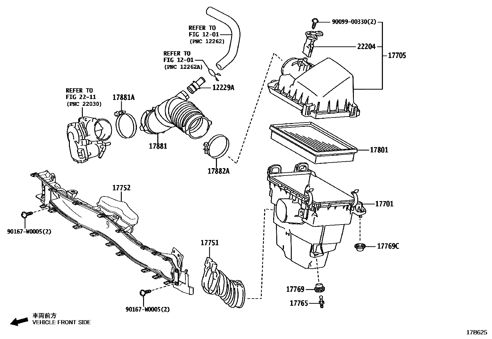 Toyota YARIS Air Cleaner EPC diagram — 17B625