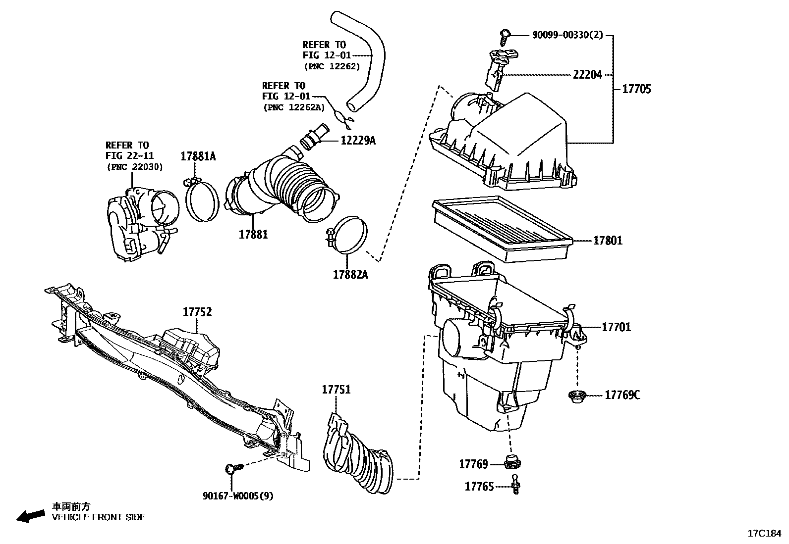 Toyota YARIS Air Cleaner EPC diagram — 17C184