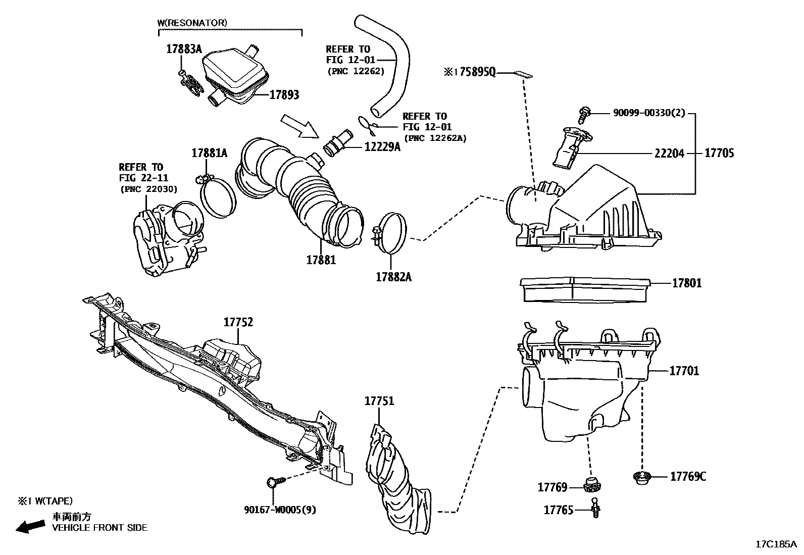Toyota YARIS Air Cleaner EPC diagram — 17C185A