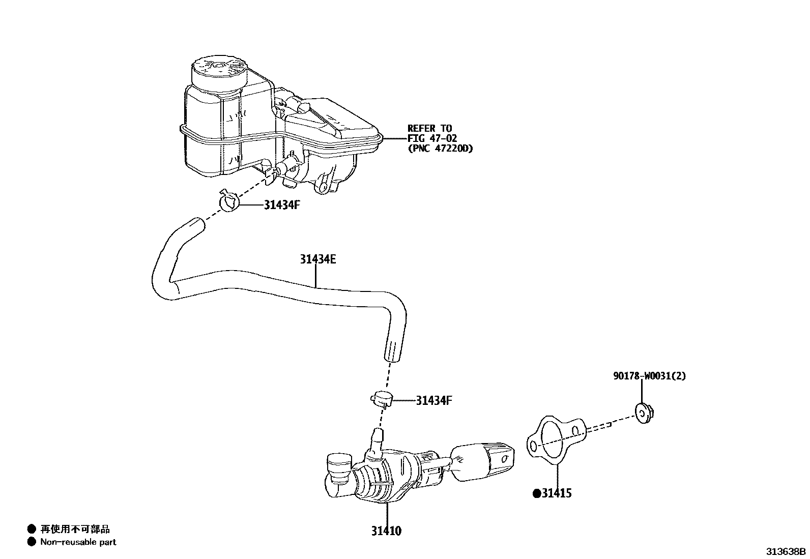 Toyota YARIS 离合器总泵 EPC diagram — 313638B