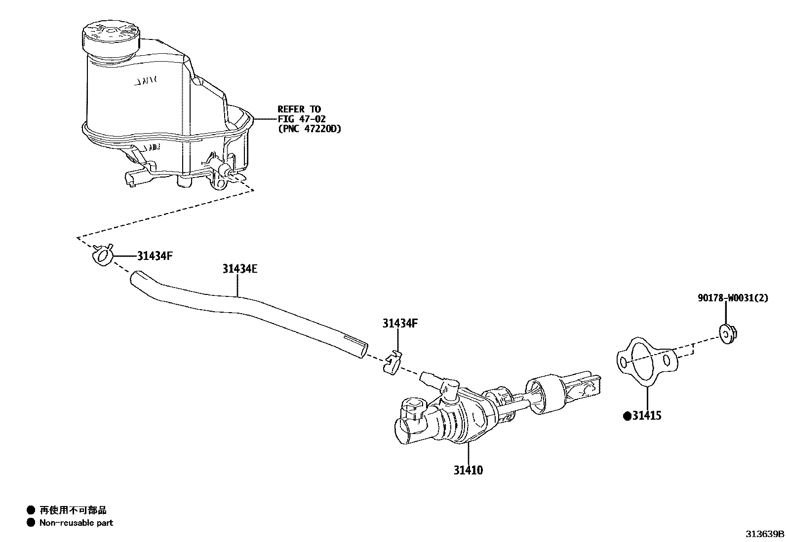 Toyota YARIS 离合器总泵 EPC diagram — 313639B
