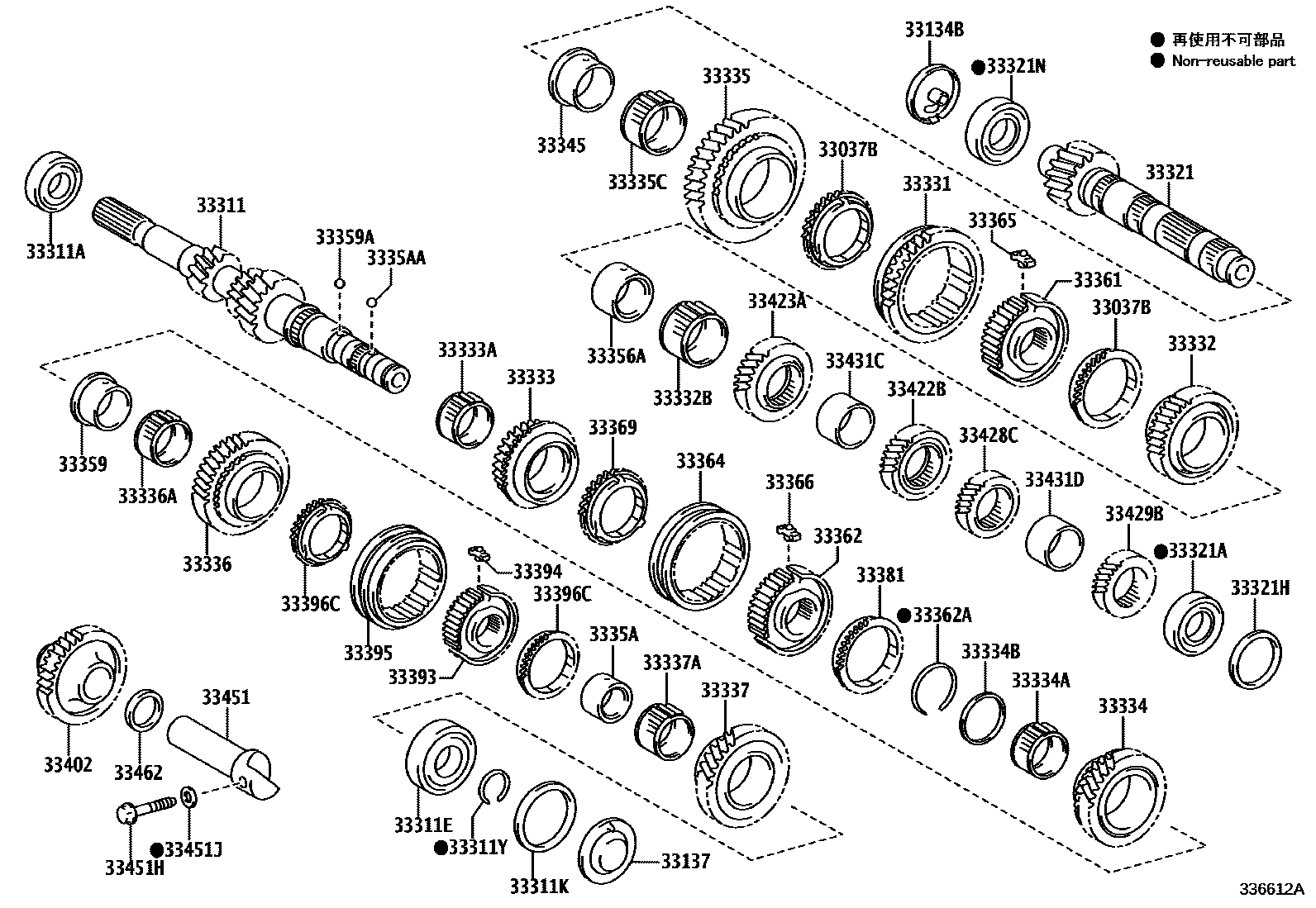 Toyota YARIS 变速器齿轮(MTM) EPC diagram — 336612A