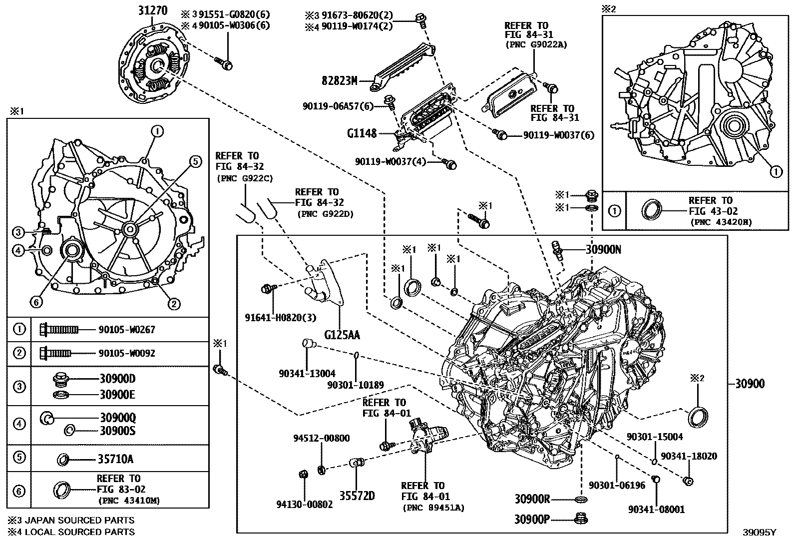 Toyota YARIS HV或FCV传动桥总成 EPC diagram — 39095Y