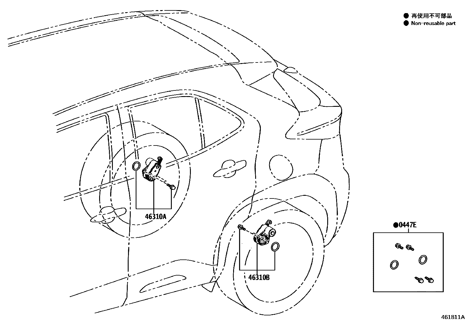 Toyota YARIS Parking Brake & Cable EPC diagram — 461811A