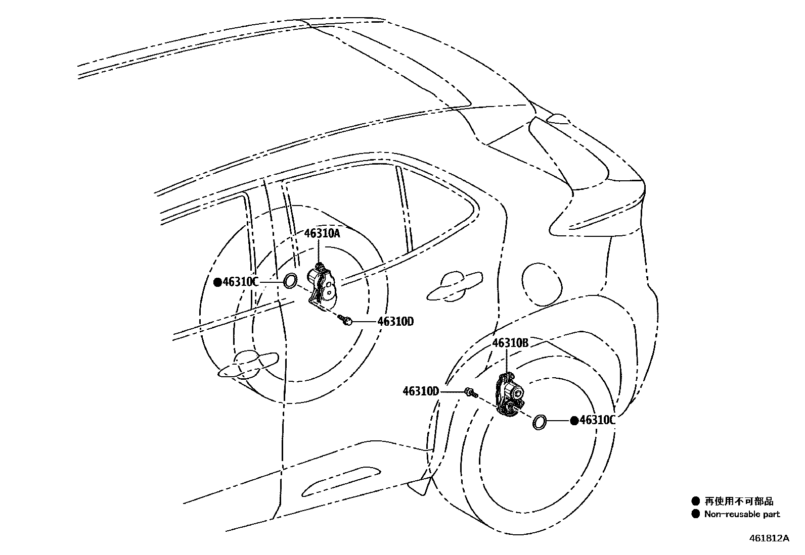 Toyota YARIS Parking Brake & Cable EPC diagram — 461812A