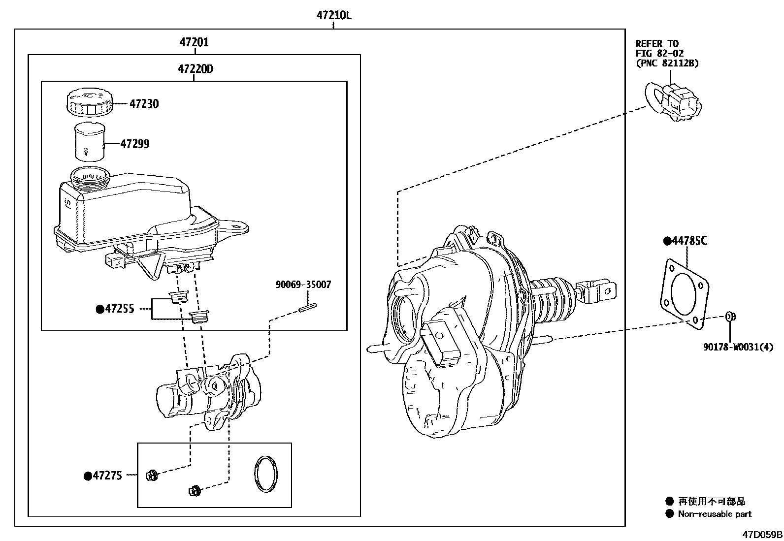Toyota YARIS 制动总泵 EPC diagram — 47D059B
