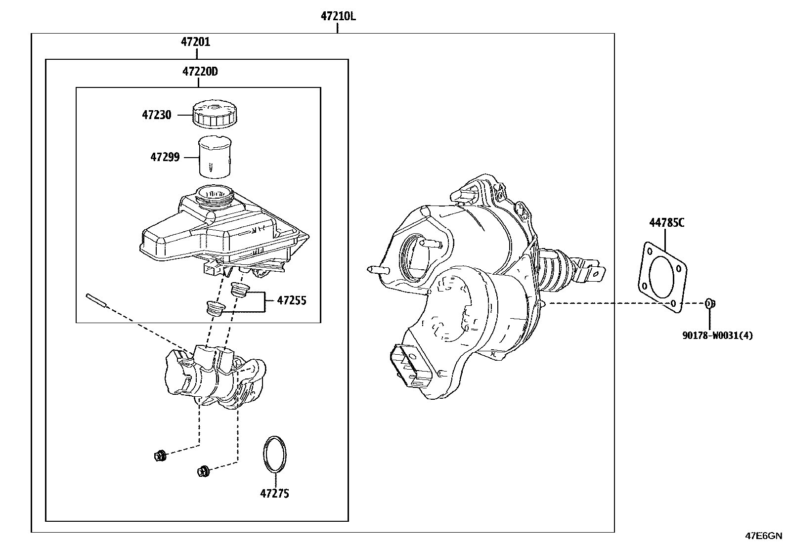 Toyota YARIS 制动总泵 EPC diagram — 47E6GN