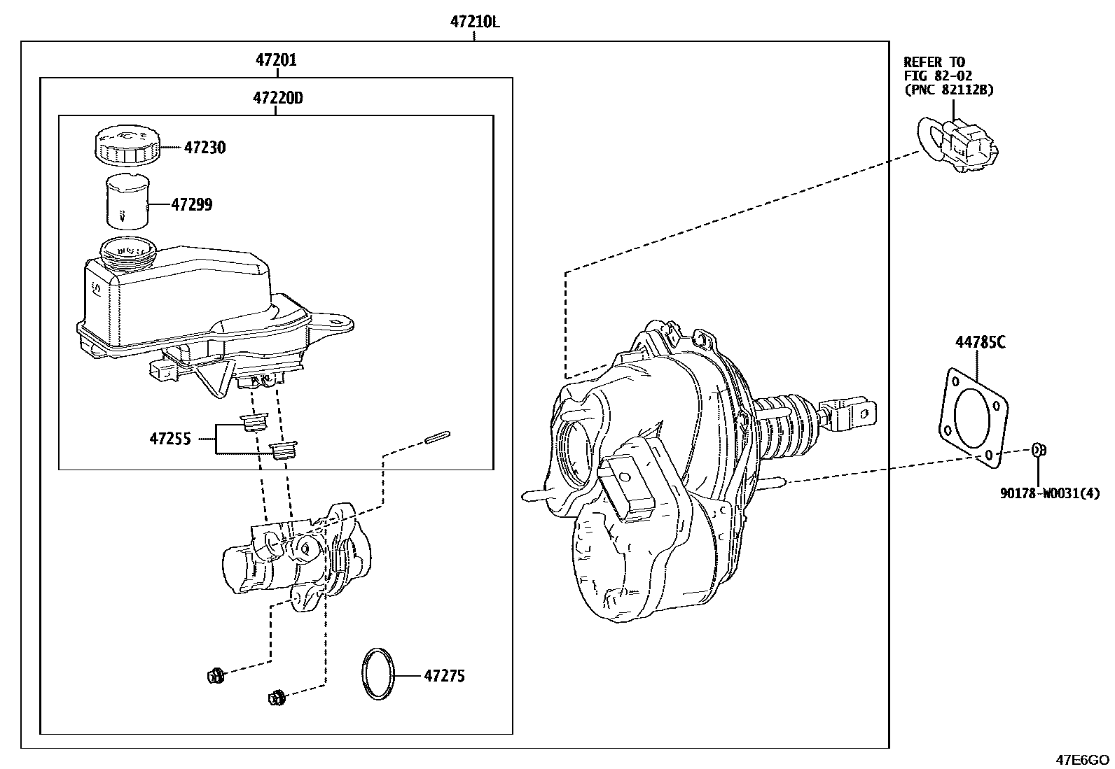 Toyota YARIS 制动总泵 EPC diagram — 47E6GO